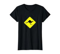 Cool Kangaroo Crossing Road Sign Australia Roo Value Graphic T-Shirt, Women, Black, M