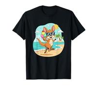 Cool Kangaroo Eating Ice Cream at Sunny Beach Paradise T-Shirt