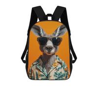 Cool Kangaroo in Hawaiian Shirt Backpack, 3D Printed School Bag, School Lunch Bag, Travel Backpack, Friends Backpack, School Backpack for Girls And Boys 17inch