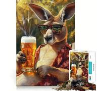 Cool Kangaroo with Beer Puzzles for Adults 1000 Piece Cognitive Boost, Fade Resist, Family Bond, Birthday Present (38x52cm)