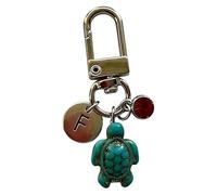 Cool Keys 26 Letter Handmade Turtle Keychain Turtle Combination Pendant 26 Letter Surname Travel Turtle Keychain Pendant 26 Letter Surname Mark Alphabet Gemstone Turquoise Jewelry Key (F, One Size)