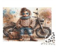 Cool Kid Motorcycle Jigsaw Puzzle 1000 Piece Recycled Paper for Adults Adult Jigsaws Impossible Hard Challenging Family Game Fun Home Activity Great Gift Idea 52x38cm/1000pcs