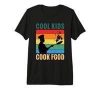 Cool Kids Cook Food Retro Kids Chef Cooking Premium T-Shirt