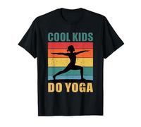 Cool Kids Do Yoga Retro Sunset Warrior Pose T-Shirt