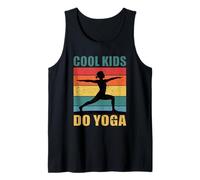 Cool Kids Do Yoga Retro Sunset Warrior Pose Tank Top