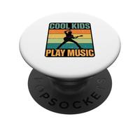 Cool Kids Play Music Retro Guitar Rock Jam PopSockets Adhesive PopGrip