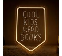 Cool Kids Read Books Neon Sign for Wall Decor Reading Letter LED Neon Lights Library Neon Light Sign Kids Room Library Classroom Reading Corner Decoration USB Powered 14.17”X9.84”