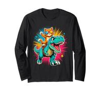 Cool Kitty Dinosaur Ride Kids Dino Long Sleeve T-Shirt