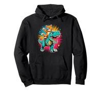 Cool Kitty Dinosaur Ride Kids Dino Pullover Hoodie