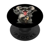 Cool Koala Playing Guitar Retro Style Rock Music Design PopSockets Adhesive PopGrip