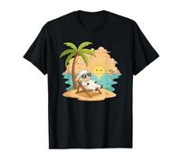 Cool Lamb On Vacation Under Palm Tree Sunset T-Shirt