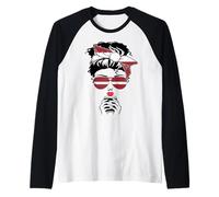 Cool Latvian Coffee Mama Mommy Girl Aunt Latvia Flag Graphic Raglan Baseball Tee
