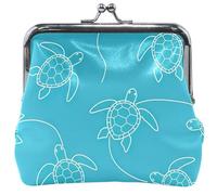 Cool Leather Coin Purses & Pouches Cute Kiss Lock White Art Sea Turtles Solid Teal Blue Coin Card Change Wallet 4.53" x 4.13"