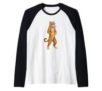 Cool Leopard Bubble Gum Sunglasses Cheetah Raglan Baseball Tee