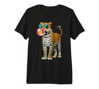 Cool Leopard in Heart Shaped Sunglasses Bubble Gum Premium T-Shirt