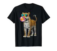 Cool Leopard in Heart Shaped Sunglasses Bubble Gum Value Graphic T-Shirt, Men, Black, S