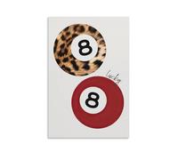 Cool Leopard Print 8 Pool Ball Posters Vintage Lucky You Girly Canvas Wall Art Coquette Red Y2k Aesthetic Poster For Bedroom Kitchen Bathroom Living Room Office Decor 12x18inch(30x45cm) Unframe-style