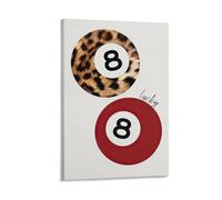 Cool Leopard Print 8 Pool Ball Posters Vintage Lucky You Girly Canvas Wall Art Coquette Red Y2k Aesthetic Poster For Bedroom Kitchen Bathroom Living Room Office Decor 12x18inch(30x45cm) Frame-style