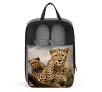 Cool Leopard Shoe Bag Travel Shoe Organizer Water-Resistant Shoe Pouch with Zipper Sneaker Dust Bag, gray, One Size, Modern