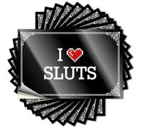 Cool Lettering Sticker Aesthetic Decals, Man Cave Decorations Cute Pattern Design for Math Notebook | Laptop Removable Vinyl I Love Sluts(8X12CM)