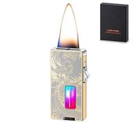 Cool Lighter, Shake to Light, Adjustable Extra-Wide Soft Flame, with Transparent air Window, with Safety Lock, Perfect Gift for Men and Women(E)