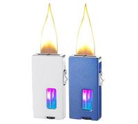 Cool Lighter, Wide Flame Lighter,With Seven Hole Outlet, Transparent Led Visible Gas Window, Vintage Shake Lighters With Visible Gas Tank And Adjustable Flame Dial (Fuel Not Included)(2-pack blue and