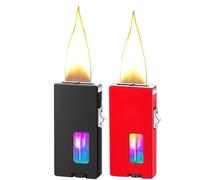 Cool Lighter, Wide Flame Lighter,With Seven Hole Outlet, Transparent Led Visible Gas Window, Vintage Shake Lighters With Visible Gas Tank And Adjustable Flame Dial (Fuel Not Included)(2-pack black and