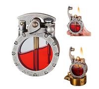 Cool Lighters, Vintage Rocker Clear Bin Kerosene Lighter, Antique Lighters Fluid Refillable, Reusable Waterproof Forever Matches, for Candles Campfires BBQ Baking, Camping(Silver)