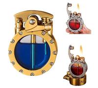 Cool Lighters, Vintage Rocker Clear Bin Kerosene Lighter, Antique Lighters Fluid Refillable, Reusable Waterproof Forever Matches, for Candles Campfires BBQ Baking, Camping(Gold)