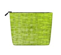 Cool Lime Green Abstract Pattern, Cosmetic Bag Imitation Linen Makeup Bag Portable Travel Toiletry Bag