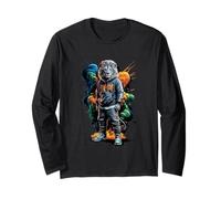 Cool lion in a casual hip hop outfit with color bombs Long Sleeve T-Shirt