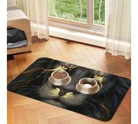 Cool Lion Patterned Pet Feeding Mat with Water-Absorbing PU Top & Rubber Base - Anti-Slip Dog Cat Food Mat for Cats, Dogs & Pets, 30x45cm