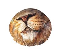 Cool Lion Printed Double-Layer Shower Cap, Reusable Shower Cap, Suitable For Various Hair Lengths