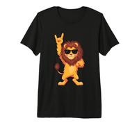 Cool Lion Rock On Funny Animal Lover Graphic Sunglasses Premium T-Shirt