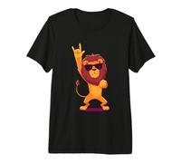Cool Lion Rock On Funny Animal Lover Graphic Sunglasses Premium T-Shirt