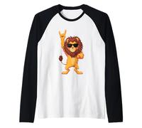 Cool Lion Rock On Funny Animal Lover Graphic Sunglasses Raglan Baseball Tee