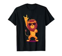 Cool Lion Rock On Funny Animal Lover Graphic Sunglasses T-Shirt