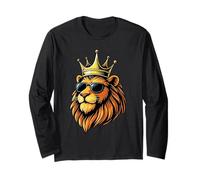 Cool Lion Sunglasses King Crown Funny Animal Wild Pride Long Sleeve T-Shirt