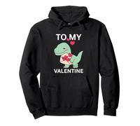 Cool Little Dino with Lover Letter Gift To My Valentine Day Pullover Hoodie