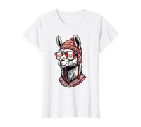 Cool Llama Peru Sunglasses Funny Value Graphic T-Shirt, Women, White, XL