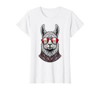Cool Llama Peru Sunglasses Value Graphic T-Shirt, Women, White, XS