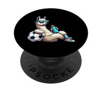 Cool Llama Soccer Player With Sunglasses And Water Bottle PopSockets Adhesive PopGrip