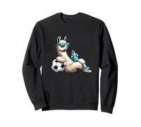 Cool Llama Soccer Player With Sunglasses And Water Bottle Sweatshirt