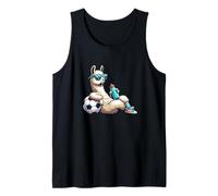 Cool Llama Soccer Player with Sunglasses and Water Bottle Tank Top