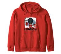 Cool London Vibes, I Love London UK, London Illustration Zip Hoodie