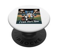 Cool Looking Cat Iced Coffee Sunglasses Baseball Field PopSockets Adhesive PopGrip