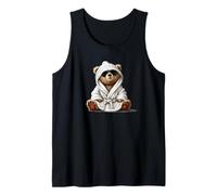 Cool Looking Teddy Bear in Bathrobe for Adults and Kids Tank Top