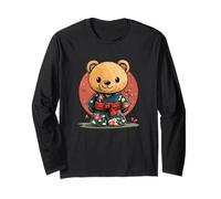 Cool looking Teddy Bear in Japanese Clothe for Kimono Lovers Long Sleeve T-Shirt
