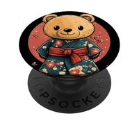 Cool looking Teddy Bear in Japanese Clothe for Kimono Lovers PopSockets Adhesive PopGrip