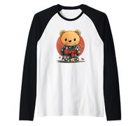 Cool looking Teddy Bear in Japanese Clothe for Kimono Lovers Raglan Baseball Tee